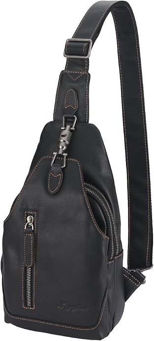 Genuine Leather Sling Bag for Men and Women Chest Pack Purse Crossbody Shoulder Bag Sling Backpack