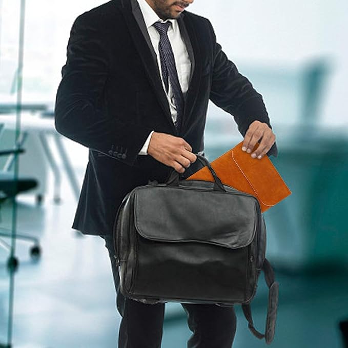 Allinside 13-13.3 inch Laptop Sleeve Case for MacBook Pro 14 2021-2024/MacBook Air 13 2010-2017/MacBook Pro 13 2010-2015, Waterproof PU Leather Laptop Sleeve Bag Protective Vertical Case Cover, Brown