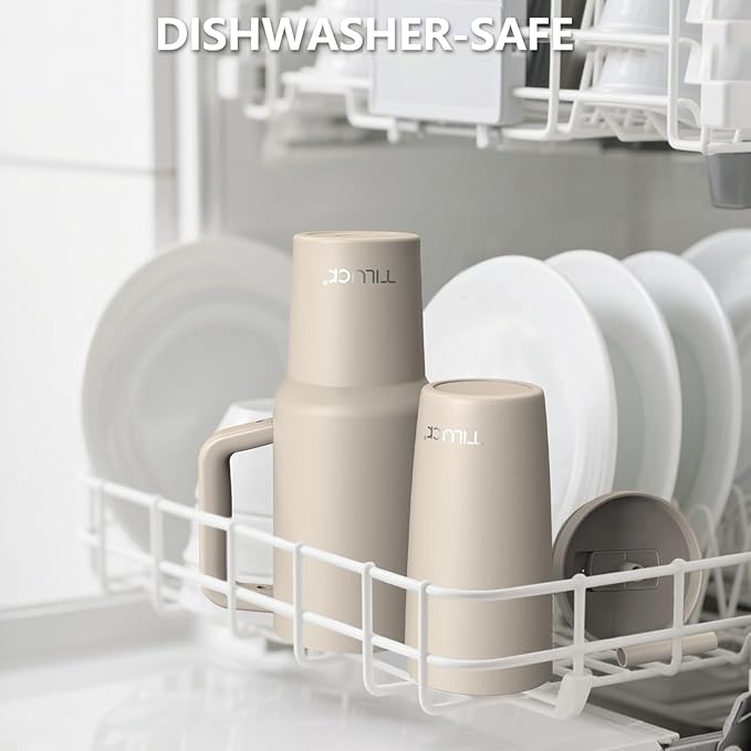 TILUCK 30 oz Tumbler with Handle, Vacuum Insulated Stainless Steel Travel Mug with 100% Leak-Proof Silicone Straw Lid, Cupholder Friendly Water Bottle(LightPurple, 30oz)