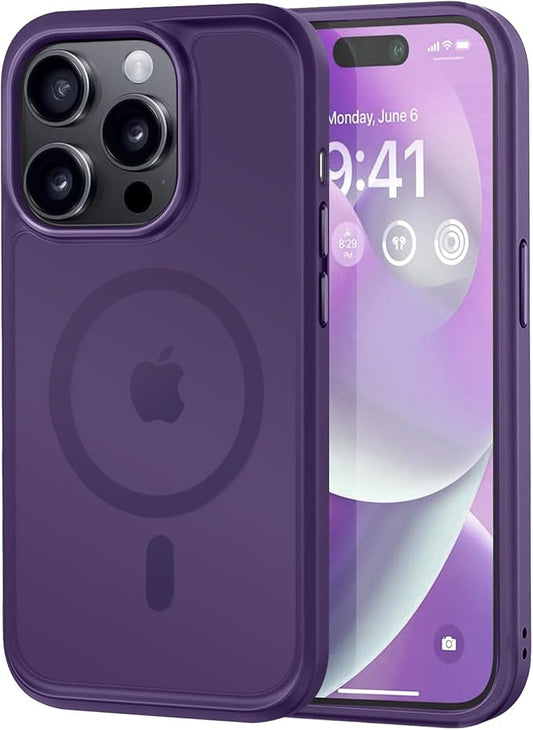 MOCCA Strong Magnetic for iPhone 14 Pro Case, [Compatible with Magsafe][13FT Military Drop Protection] Slim Translucent Matte Shockproof Case for iPhone 14 Pro Phone Case 6.1'', Deep Purple