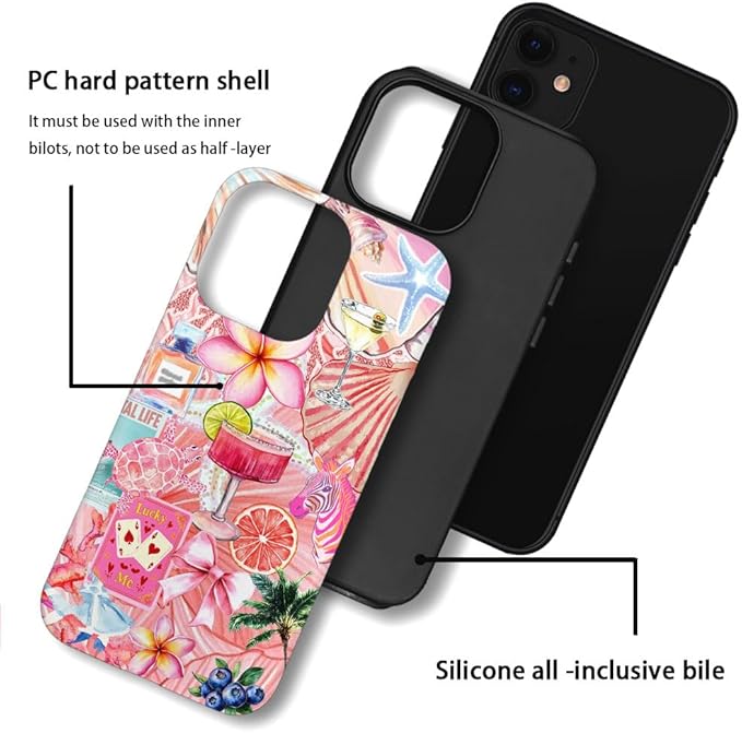 DAIZAG Case Compatible with iPhone 11,Fit Shockproof Cover for Women Girls,European Collage Lily Flower Seashell Pink
