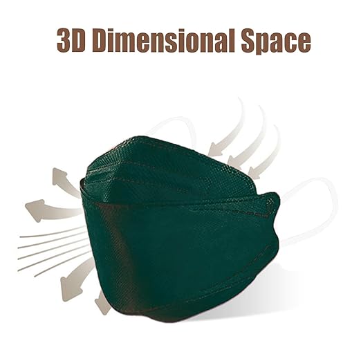 akgk KN95 Face Masks 50 Pack, 5-Ply Disposable Dark Green Face Mask Against PM 2.5 Smoke and Dust