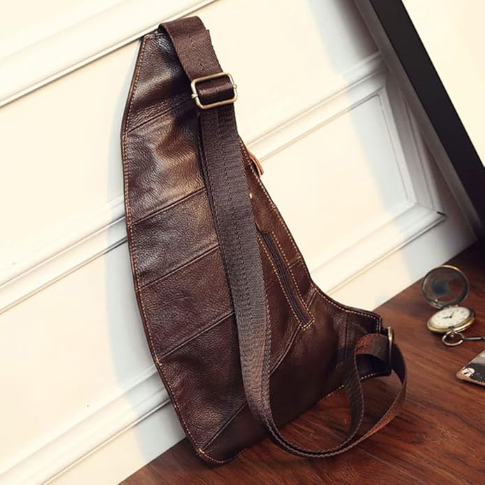 KPYWZER Vintage Leather Sling Bag Backpack for Men Crossbody Shoulder Chest DayPack Backpacks