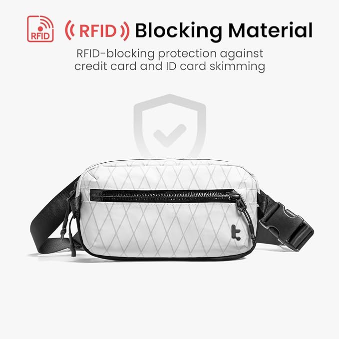 tomtoc 1.5L X-Pac Sling Bag with RFID Blocking, Crossbody Bag Minimalist Chest Shoulder Pack for Men/Women, Water-resistant Lightweight Casual Funny Pack for Travel, Daily Commute