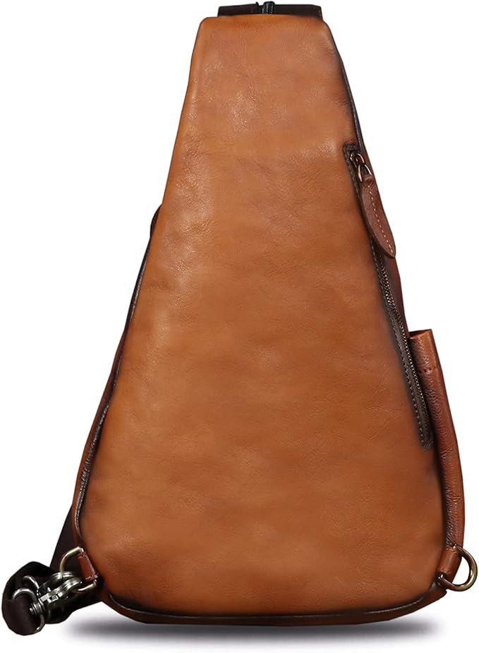 Genuine Leather Sling Bag for Men and Women - Vintage Sling Backpack Shoulder Crossbody Chest Bag for Ipad