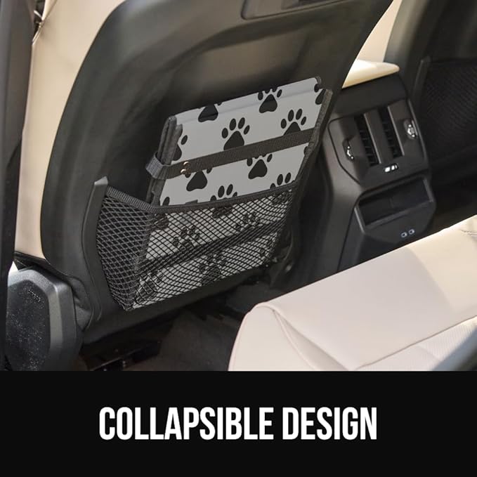 GORILLA GRIP Heavy Duty Foldable Reusable Grocery Bags, Tear Resistant Box Shape Shopping Tote with Reinforced Handles, Grip Feet, Easily Carry and Transport Groceries, 13x10x11, 1 Pack Paw Gray Black