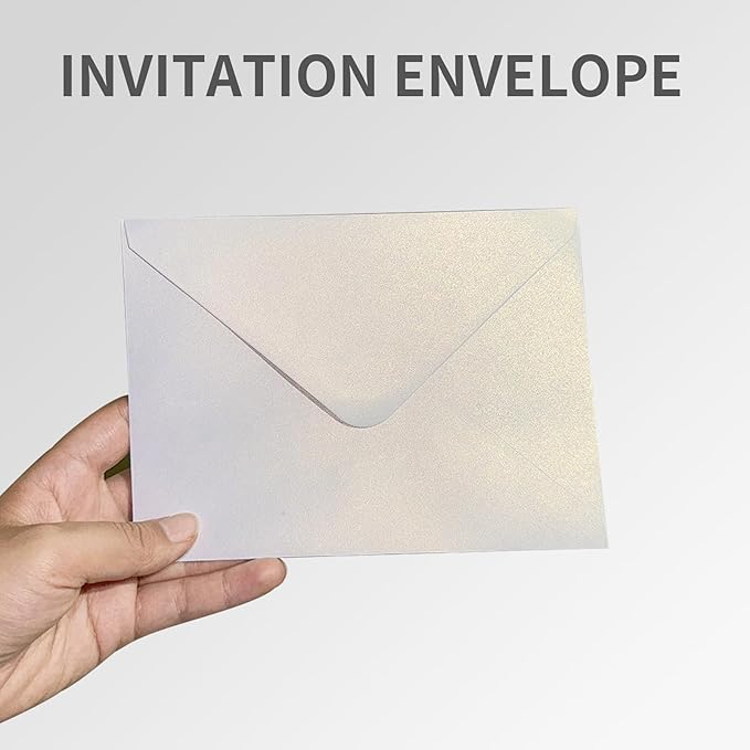 YINUOYOUJIA 50 PCS Pearl white Envelopes A7,5 x 7 white Shimmer Envelopes for Invitation,Perfect for Wedding Invitation Cards,Birthday RSVP Invite,5.25 x 7.25 inches