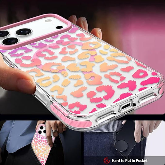 SAKUULO Magnetic for iPhone 17 Pro Max Case with Screen Protector [Compatible with MagSafe] Colourful Leopard Print Pattern Wireless Charge Strengthen Protection Cover Colourful Leopard (6.9")