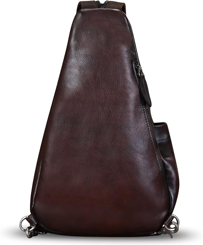 Genuine Leather Sling Bag for Men and Women Leather Sling Backpack Purses Chest Bag Crossbody Shoulder Fanny Bag