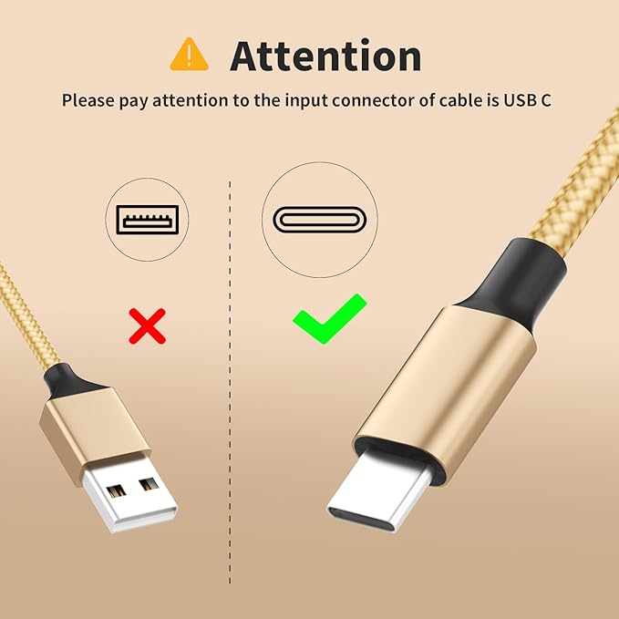 USB C Multi Charging Cable [2Pack 4FT], 3 in 1 Charging Cable Nylon Braided USB-C Multiple Charger Cord with Type-C, Micro USB and IP Port for Cell Phones and More (Golden)