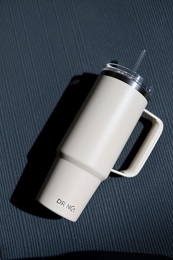 Drinco 40oz 30 oz Tumbler with Handle, Straw Lid, Insulated Stainless Steel Travel Mug Water Bottle Ice Coffee Cup For Cold and Hot, BigSur (30oz, Oakmilk)