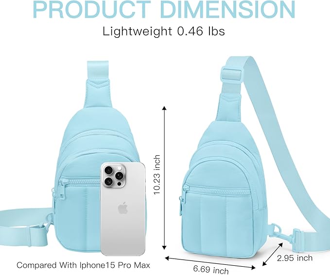 Quilted Puffer Crossbody Bags for Women Small Puffy Sling Bag Lightweight Cross Body Bubble Purse Shoulder Bag for Travel (Icing Blue)