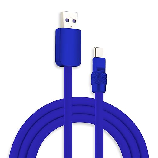 chubbycable Chubby 2.0 Fast Charging Cable Durable Soft Silicone USB C Cable 120W Extra Thick Charger Cord Compatible with iPhone 16/15 Series iPad, Dark Blue+Dark Blue, USB-A to Type-C, 6.6 FT