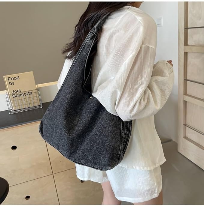 Denim Tote Bag for Women-Shoulder Handbag Perfect for Work Shopping,Hobo Bag