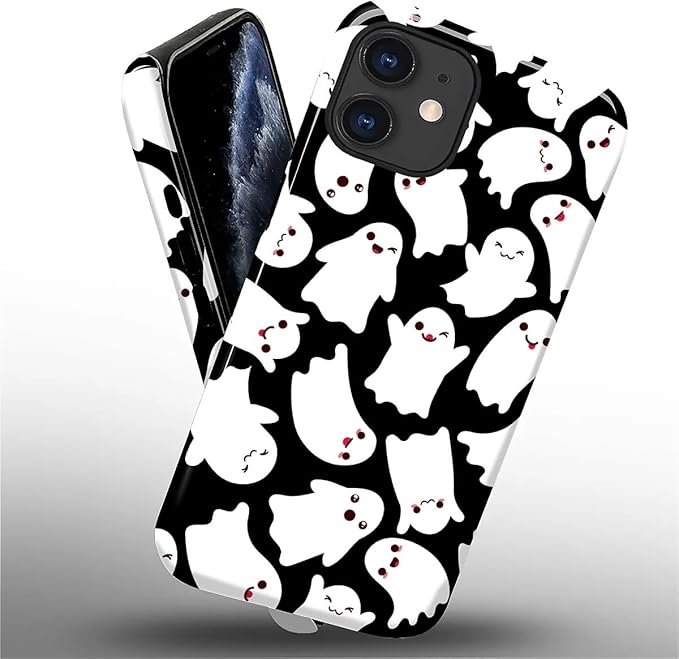 Case for iPhone 11 Case,Halloween Ghosts Bats Design - Hybrid Dual Protection Silicone + Hard PC Shockproof Full Body Cover Slim Anti-Scratch Protective Case for Men Women