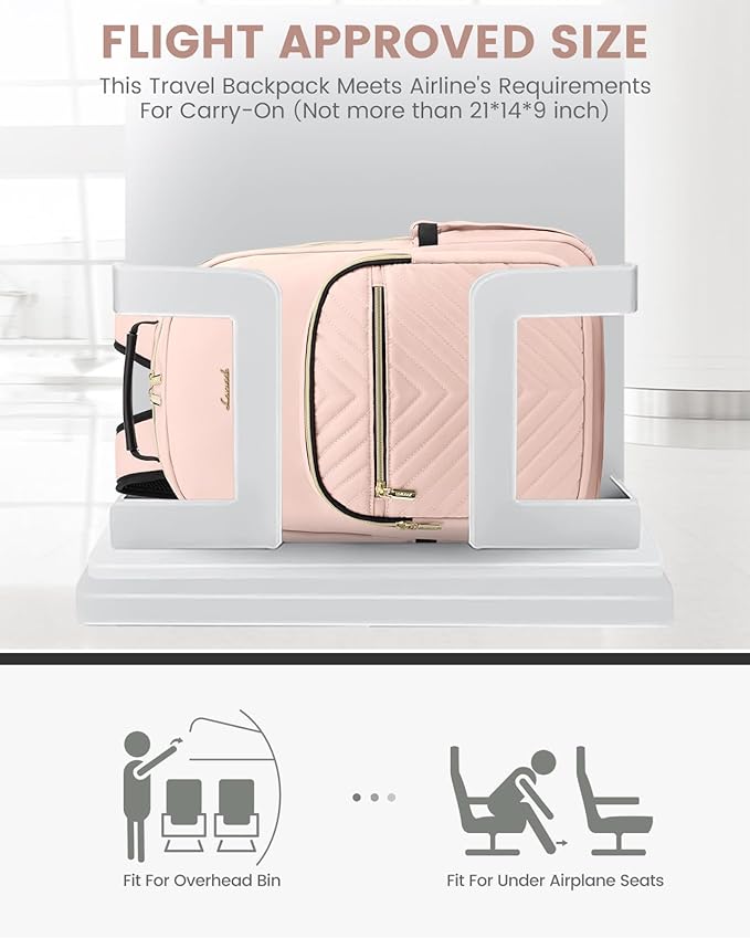 LOVEVOOK Laptop Backpack Purse for Women, Large Capacity Travel Business Computer Work Bag, Quilted Casual Nurse Backpack for Womens, Fit 15.6 Inch Laptop with USB Port, Nude