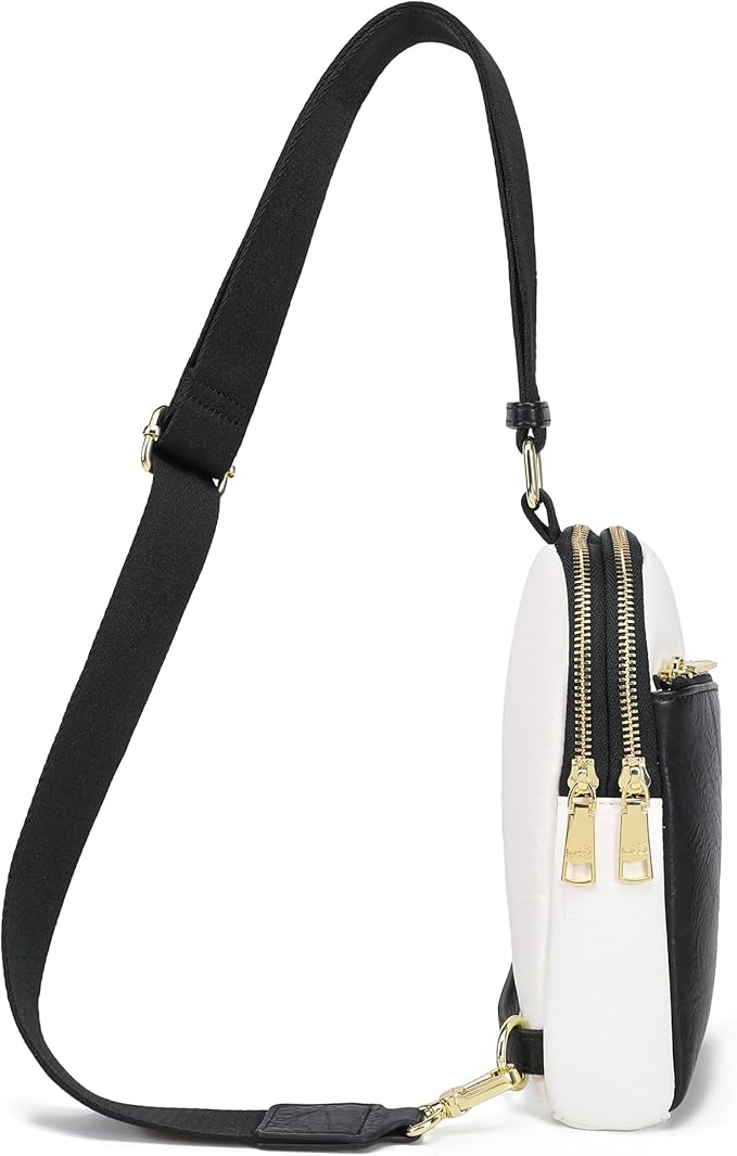 INICAT RFID Blocking Sling Bag Leather Crossbody Bags for Women Fanny Pack Cross Body for Woman Chest Bag for Travel 1.9L