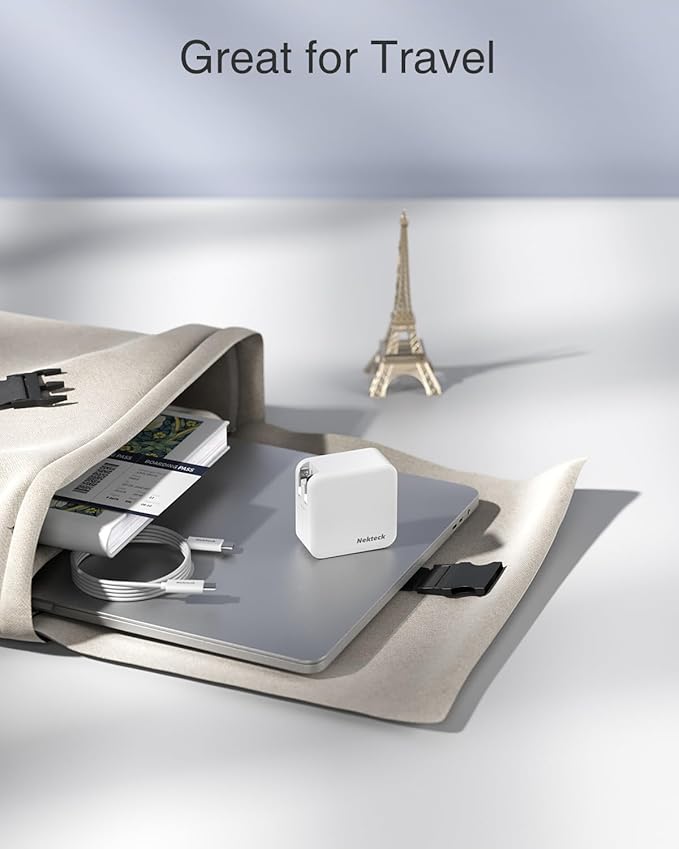 Nekteck Mac Book Pro Charger [GaN Ⅳ], 100W USB C Charger, Compact and Foldable Fast Charging Compatible with MacBook Pro/Air, iPad Pro and All USB C Devices, 6.6 ft USB C to USB C Cable Included