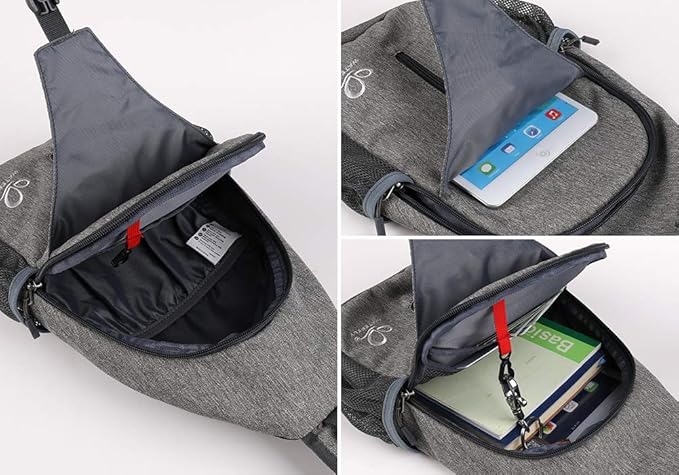 WATERFLY Crossbody Sling Backpack Sling Bag Travel Hiking Chest Bag Daypack