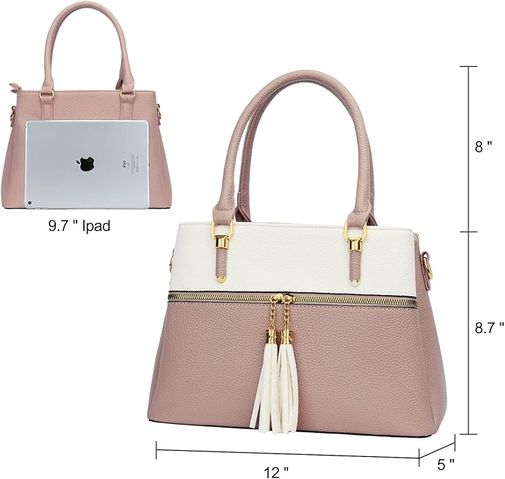 KKXIU Women Satchel Bags Handle Shoulder Handbags and Purses Pockets Zipper Leather Crossbody Bags