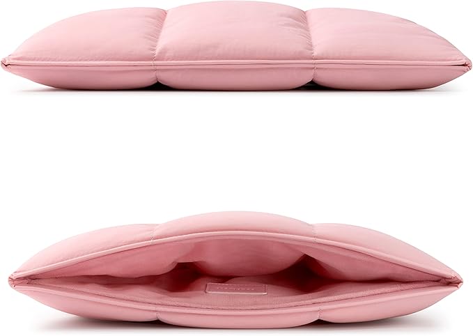 Comfyable Puffy Laptop Sleeve 15 Inch 16 Inch, Quilted Puffer Laptop Carrying Case for Women, Pillow Pouch Compatible for MacBook Air 15 in M4 2025 & MacBook Pro 16 in M4 2024, Pink
