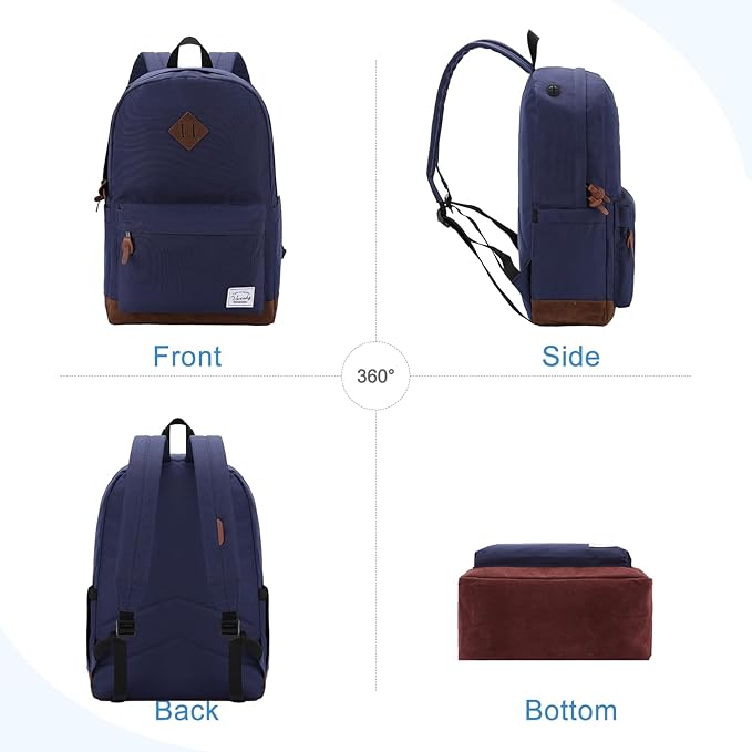Backpack for Men Women,VASCHY Classic Water-resistant Lightweight Travel School Backpack Casual Daypack