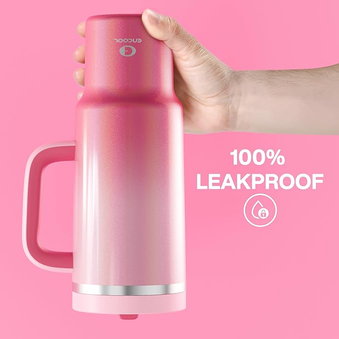 40 oz Tumbler with Handle and Straw: Stainless Steel Insulated Tumbler Keeps Cold for 24 Hours, Leakproof Travel Cup Fits in Cup Holder and BPA-Free, Flamingo