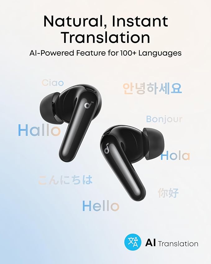 Soundcore P31i by Anker, Real-Time Adaptive Noise Cancelling, Hi-Res Sound, Translation Earbuds, 50H Playtime, Wireless Earbuds, Bluetooth Earphones, Spatial Audio, Fast Charging, IP55