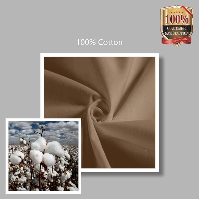 TOPDesign 6-Pack Canvas Tote Bags with an External Pocket, Reusable Grocery Shopping Bags, Top Zipper Closure, Daily Essentials (Brown)