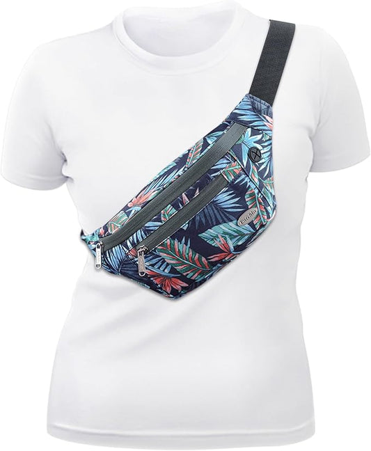 Entchin Fanny Pack for Women Men,Crossbody Belt Bag with 4-Zipper Pockets,Adjustable Waist Bag Pack,One of the Most Popular Travel Essential Gifts for Walking,Traveling,Cycling