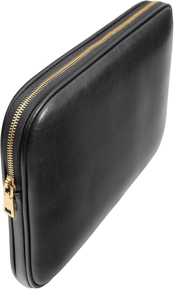 PU Leather Padded Laptop Sleeve Bag 13Inch Compatible with 2024 MacBook Air 13.6 A3113 M3 A2681,New MacBook Pro 13 M2 A2686 with Charger Pouch Color Black