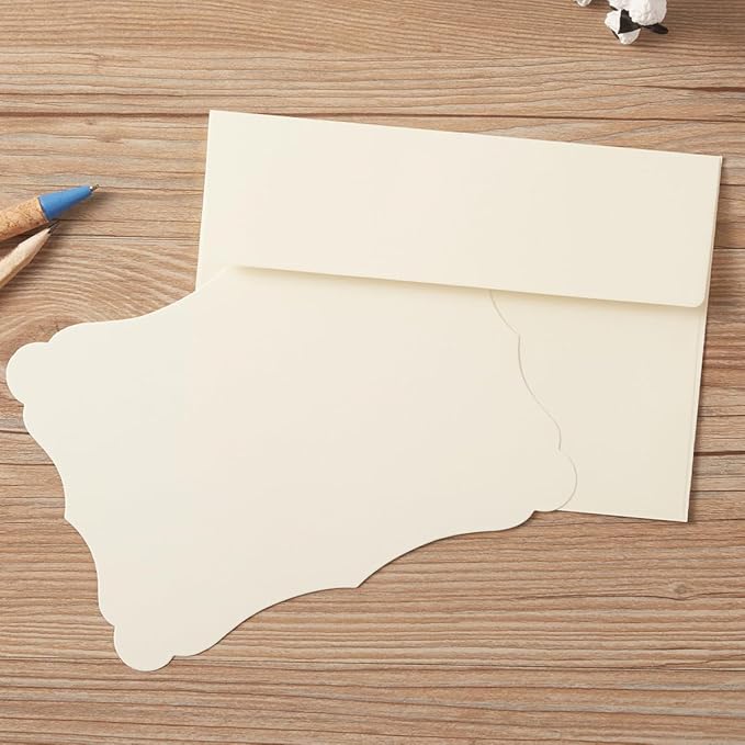 100 Pack Cream Color 4x6 Envelopes with Blank 4 x 6 Cards Self-Adhesive Business Envelopes Invitations Cards Envelopes (Cream, A4)