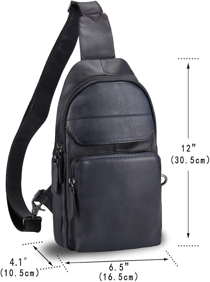 Genuine Leather Sling Bag for Man and Women Crossbody Purse Handmade Retro Shoulder Backpack Vintage Chest Bags