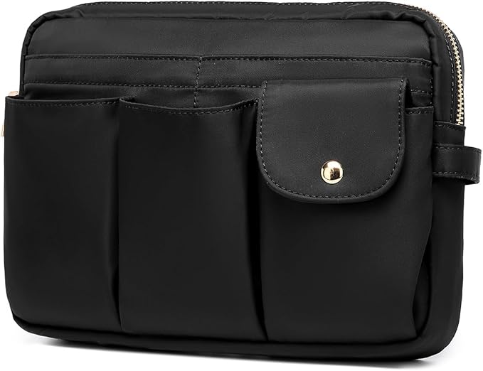 Storage Bag Cosmetic Bag for Women, Travel Makeup Bag Zip Up Bag Cute Makeup Bag Perfect Storage for Cosmetics, Black/Nylon