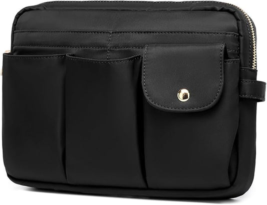 Storage Bag Cosmetic Bag for Women, Travel Makeup Bag Zip Up Bag Cute Makeup Bag Perfect Storage for Cosmetics, Black/Nylon