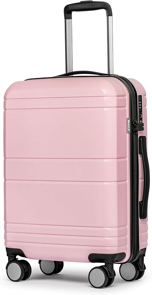 KYME Carry On Luggage 22x14x9 Airline Approved with TSA Lock Hard Shell Carry On Suitcase Lightweight Suitcases with Wheels Small Luggage for Men Women,Carry-On 20 Inch,Pink