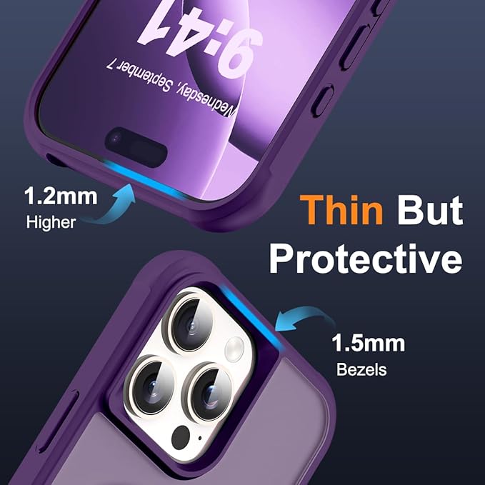 Compatible with iPhone 16 Pro Max Case with Invisible Magnetic O-Ring Stand Military-Grade Translucent Case for iPhone 16 ProMax 6.9" [Compatible with Mag-Safe][Great Grip Feeling], Purple