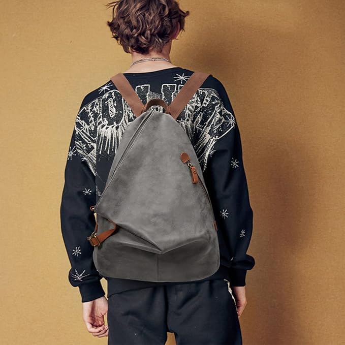 KL928 PU Leather Vintage Backpack – Large Casual Daypack Outdoor Travel Rucksack Hiking Backpacks