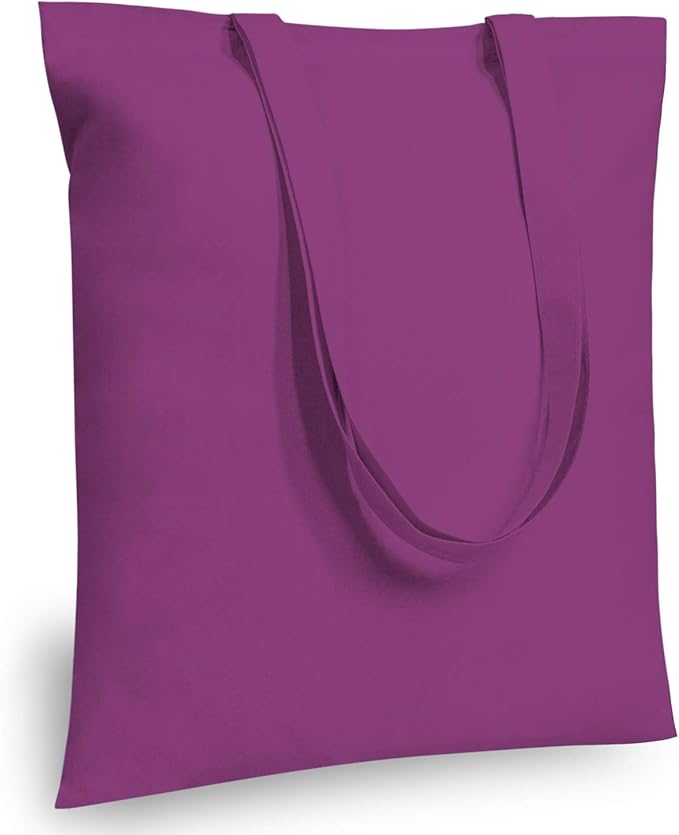 TOPDesign 12-Pack Economical 16"x15" Purple Cotton Tote Bag, Lightweight Medium Reusable Grocery Shopping Cloth Bags, Suitable for DIY, Advertising, Promotion, Gift, Activity