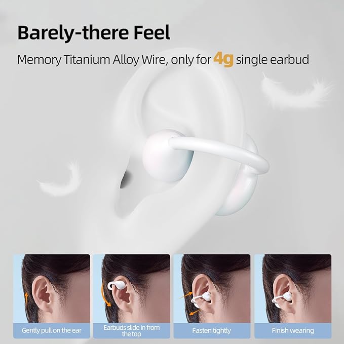 MUZEN Open Ear Headphones, Trickle 4g Lightweight Wireless Bluetooth 5.4 Clip On Earbuds with 38H Playtimes, Fit Comfort Sport Ear Clip Earbuds, Hi-Fi Earphones for Fintness Running Workout