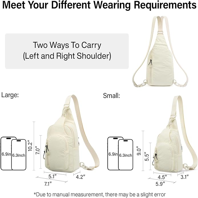 Hanke Crossbody Sling Bag for Women Men, Casual Cross Body Sling Bags, Lightweight Chest Bag for Outdoor Hiking Travel