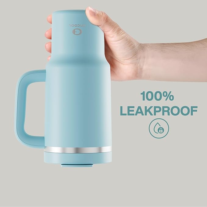 32 oz Tumbler with Handle and Straw: Stainless Steel Insulated Tumbler Keeps Cold for 24 Hours, Leakproof Travel Cup Fits in Cup Holder and BPA-Free,Pewter Blue