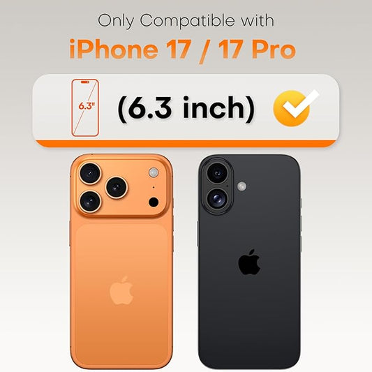 TOCOL for iPhone 17 Pro Screen Protector 6.3 inch 9H Hardness Military Grade Shatterproof HD Tempered Glass for Full Coverage Easy Installation Compatible with Sim Card Case Friendly 2 Pack