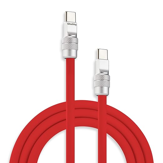 chubbycable Chubby 2.0 Fast Charging Cable Durable Soft Silicone USB C Cable 240W Extra Thick Charger Cord Compatible with iPhone 16/15 Series iPad, Red, Type-C to Type-C, 16.4 FT