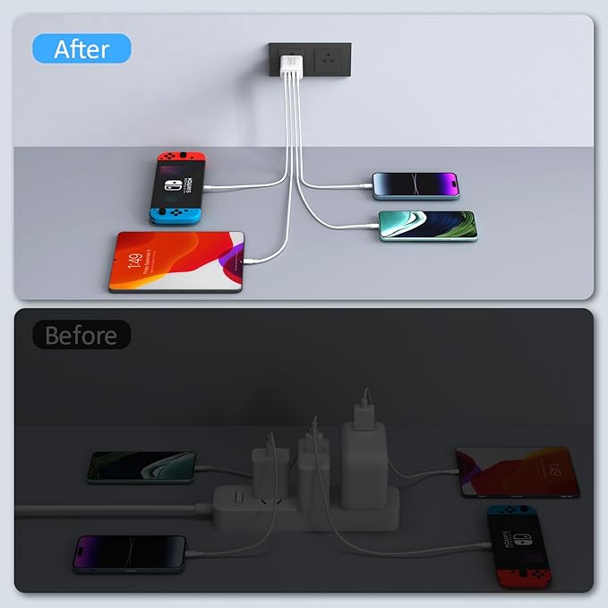 USB C Wall Charger 40W 4-Port for Apple Watch Series10/9/8/7/6/5/Ultra SE,USBC Cube Power Adapter Wall Plug Multiport Type C Brick for iPhone 16 15 Plus/15 Pro Max