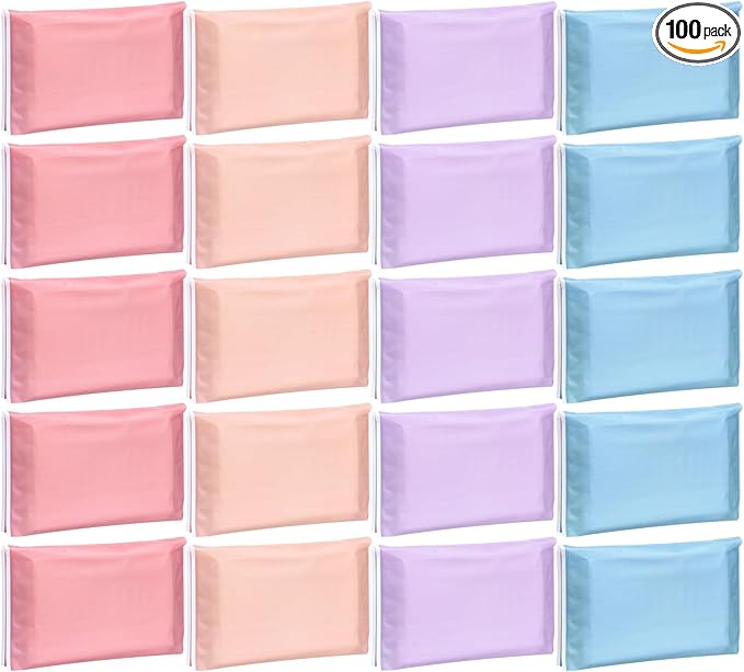 PerKoop 100 Pack Pocket Tissues Travel Slim Packs Small Facial Tissues Wallet Size Toilet Paper for Travel Guest Wedding Supplies, 4 Styles (Morandi Style)