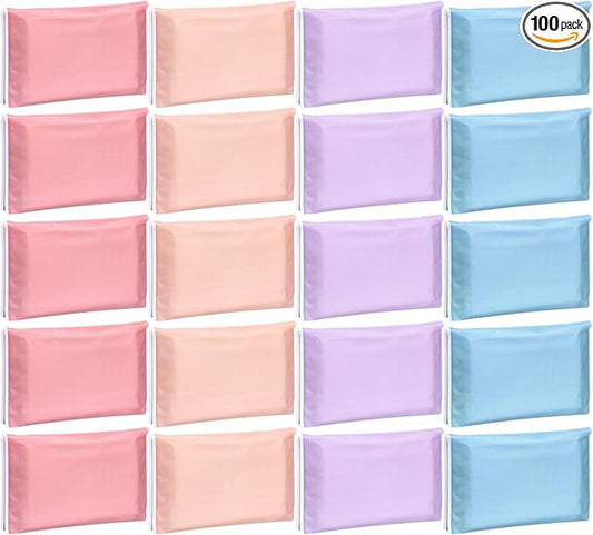PerKoop 100 Pack Pocket Tissues Travel Slim Packs Small Facial Tissues Wallet Size Toilet Paper for Travel Guest Wedding Supplies, 4 Styles (Morandi Style)