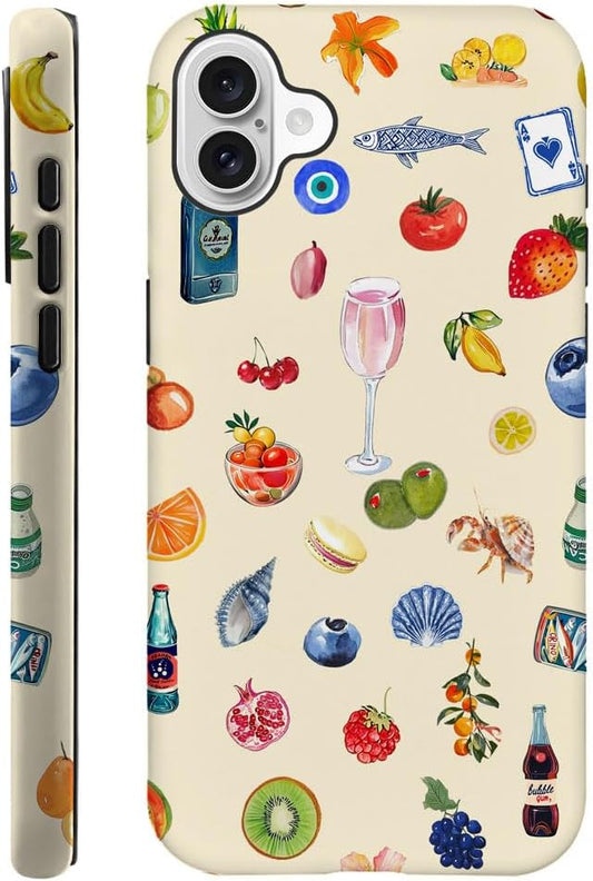 DAIZAG Case Compatible with iPhone 16 Plus,Fit Shockproof Cover for Women Girls,Fruit Flower Seashell Aesthetic