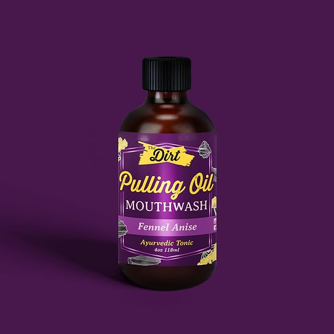THE DIRT Oil Pulling Mouthwash - Gluten Free - Removes Plaque, Tartar, Bad Breath & Whitens Teeth (Fennel Anise, 4 Ounce)