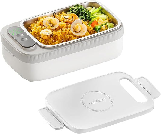 Cordless Electric Lunch Box for Adults, 14000mAh Rechargeable Auto Heated Lunch Box, 1L Protable Self-Heating Food Warmer for Car, Office, Travel, Picnic & outdoor